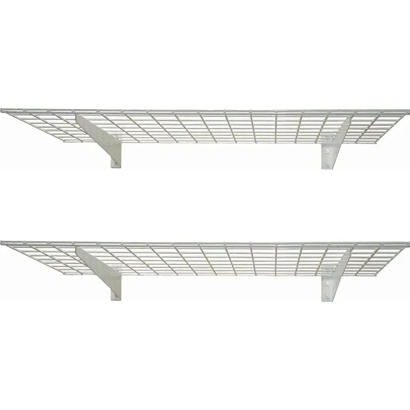 Heavy Duty Steel Wall Garage Shelving, 45-Inch X 15-Inch Storage Rack for Garage,  White, 2 count (Pack of 1)