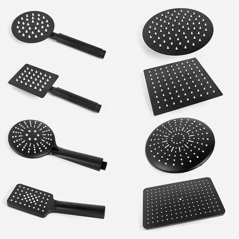 

Black Pressurized Bathroom Top Spray Shower Head Stainless Steel&ABS Plastic Handheld Showers Rainfall Showerhead Accessories