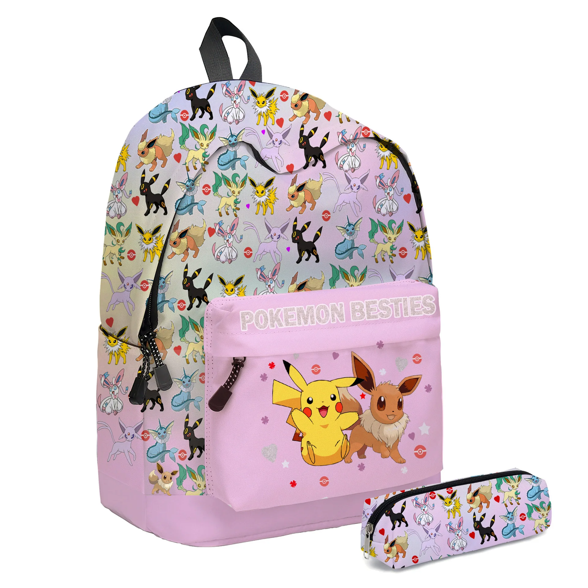 Pokemon Backpack Pikachu Lunch Box Insulation Bags Drawstring Pocket Canvas Student Schoolbag Pencil Case Children\'s Day Gift