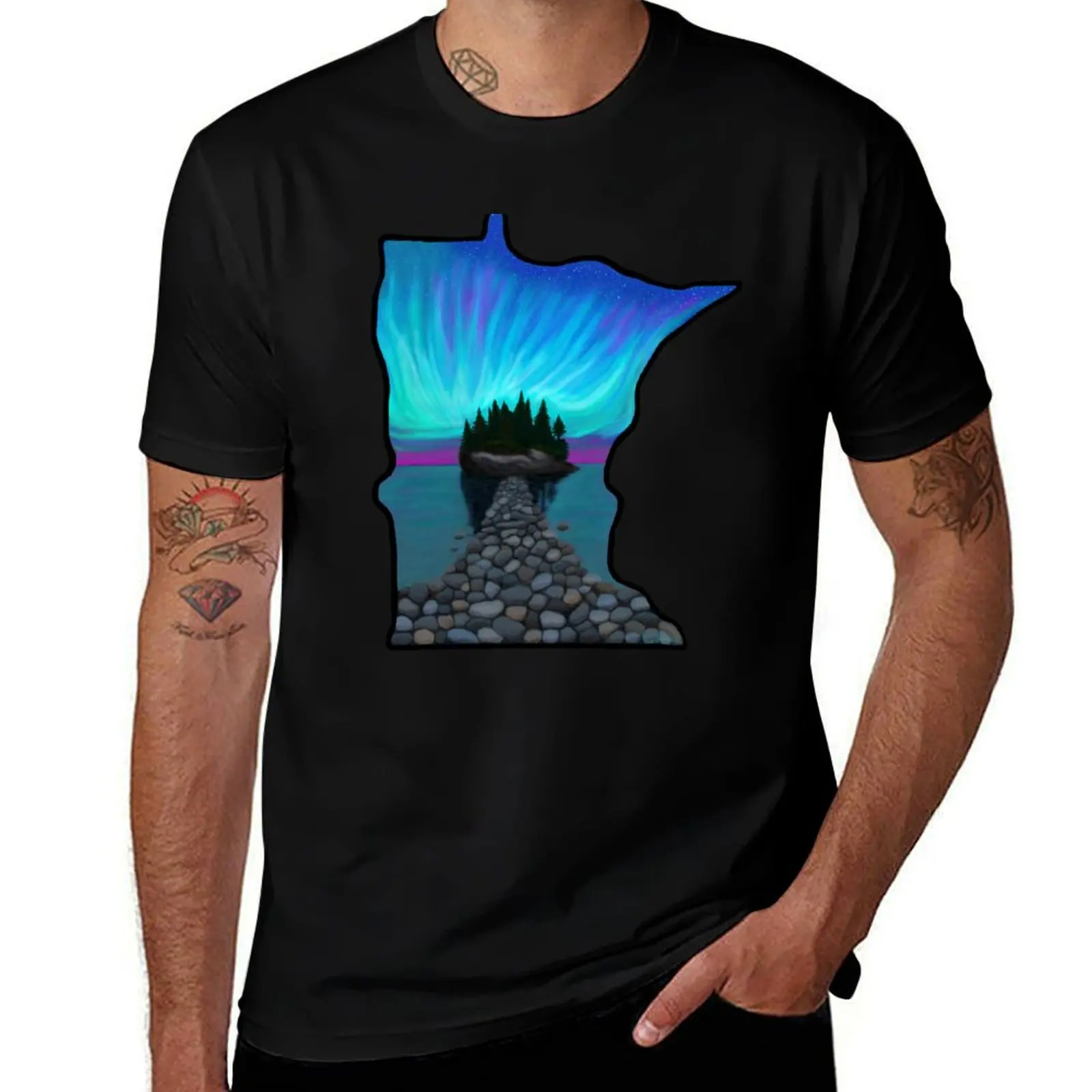 Minnesota Silhouette - North Shore T-Shirt Non-Shrink Basic Cotton T-Shirt