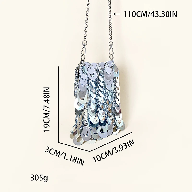 Niche design handmade bling glitter bag 2024 new luxury silver mobile phone chain diagonal glitter bag