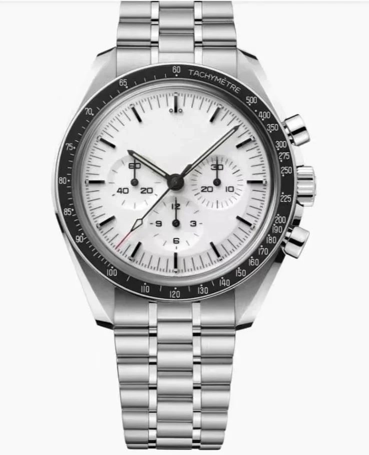 عالية الجودة الرجال التلقائية الميكانيكية ووتش سرعة سباق مضيئة السيراميك الأسود جلدية الرياضة الساعات Moonwatch 40mm