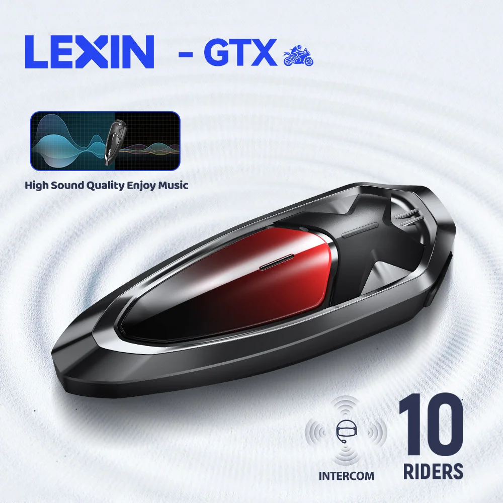 

Lexin GTX 1pcs Intercom Bluetooth For Motorcycle Helmet Headset Support Intercom& Listen to Music At One Time10 Riders 2000m