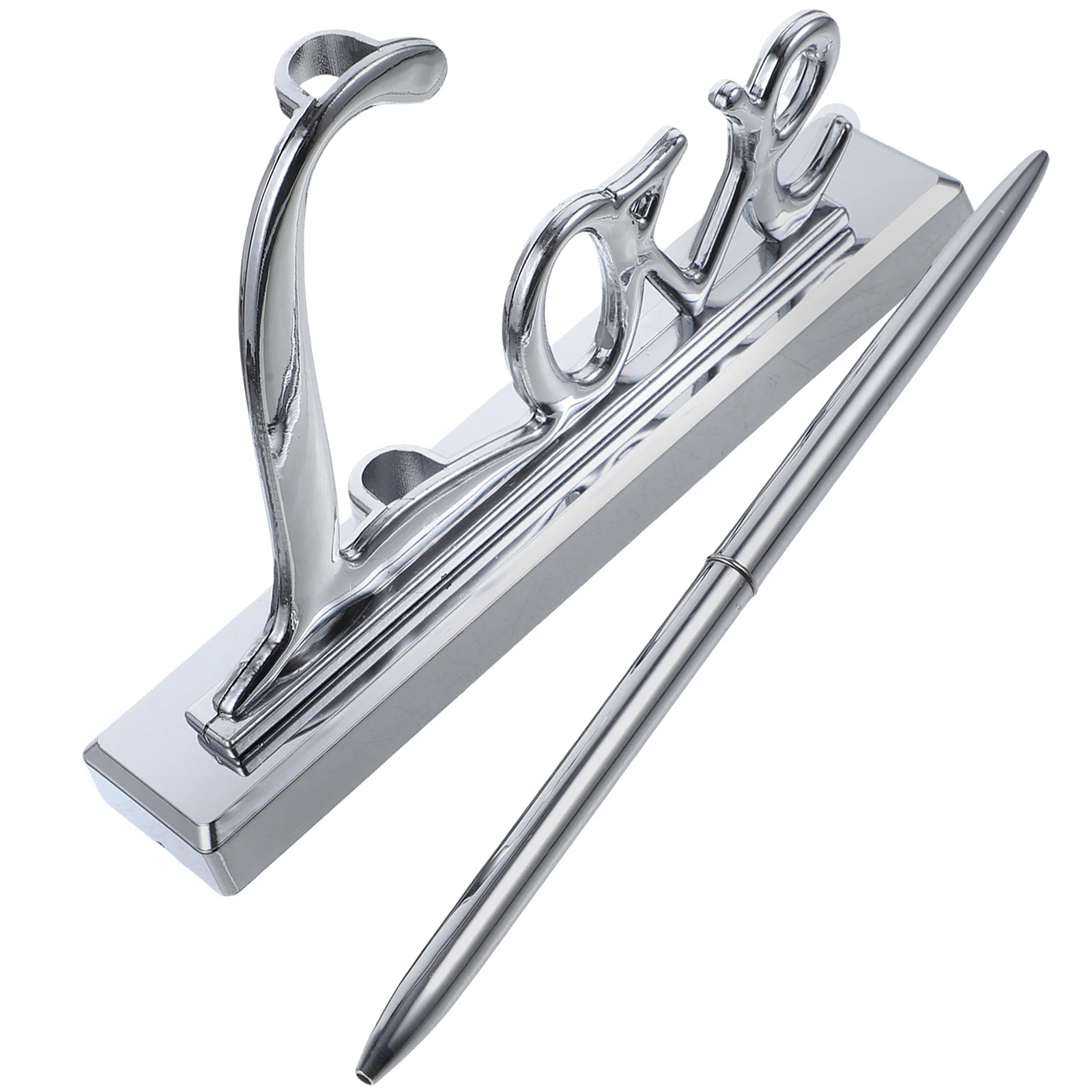 

Silver Plated Wedding Signing Pen Set with Love Words Engraved Holder Elegant Guest Book Signature Accessory for Marriage