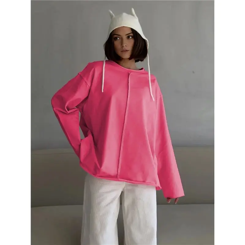 تي شيرت ABZC-Womens كبير الحجم بأكمام طويلة تي شيرت أساسي برقبة دائرية تي شيرت خريفي ملابس غير رسمية للتمرين Y2K