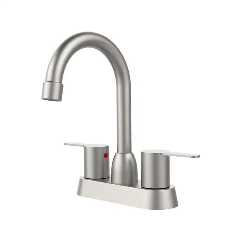 

2-Handle Bathroom Sink Faucet, Brushed Nickel 3-Hole Centerset RV Sink Tap, Pop-Up Drain and Hose Not Included, Weekend