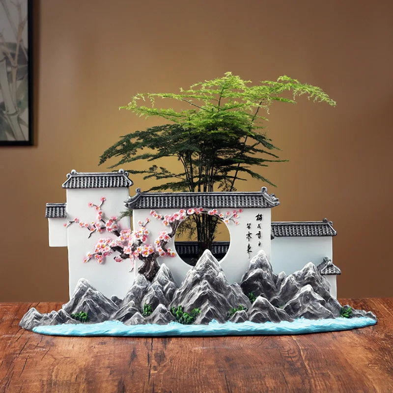 Chinese living room Jiangnan garden ornament indoor micro landscape landscaping decoration office desktop potted plant