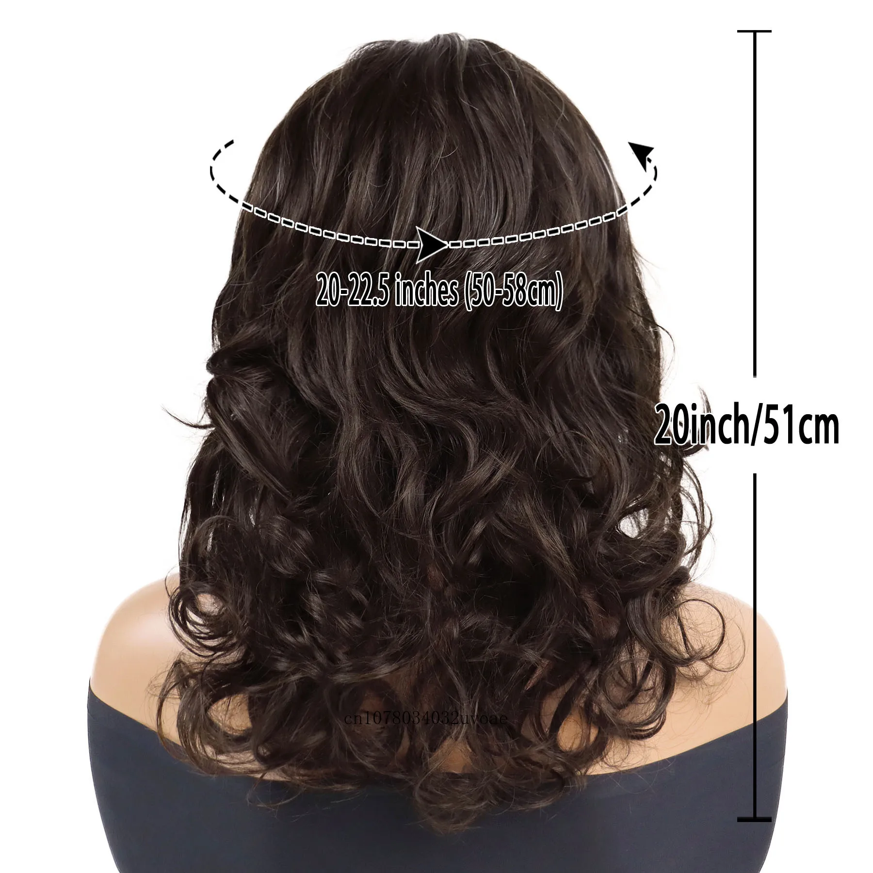 Stylish Curly Hair Synthetic Wigs for Women Mix Brown Long Wig with Bangs Natural Fluffy Female Wig Daily Cosplay Halloween