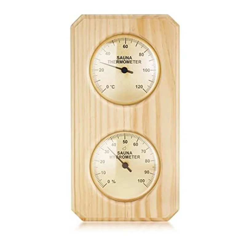 

Wooden Sauna Thermometer and Hygrometer 2 in 1 Humidity Temperature Measurement for Home Family Hotel Sauna Room