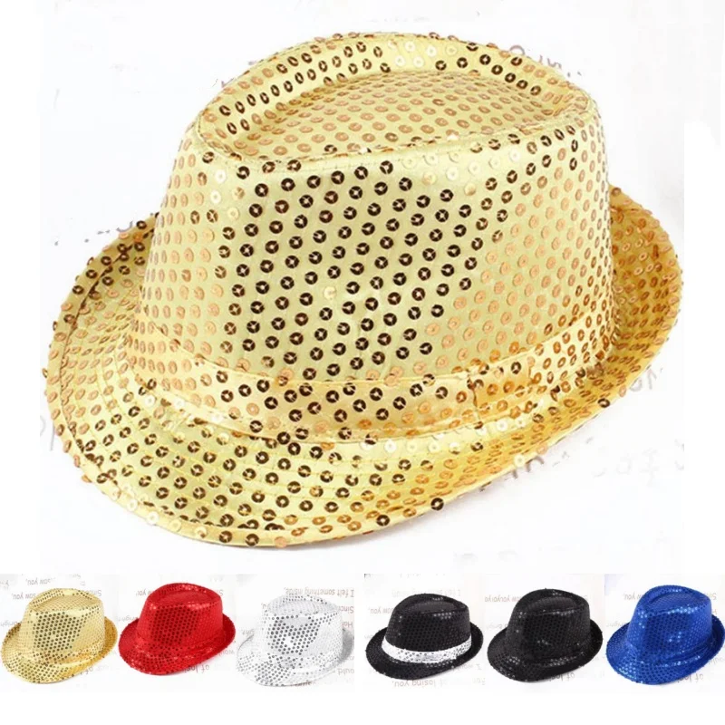 Unisex Pailletten Party Hut Bühne Dance Show Hip Hop Jazz Hut Glitter Cowboy Leistung Kostüm Requisiten Glänzende Perlen Zauberer Kappen – Detail 23