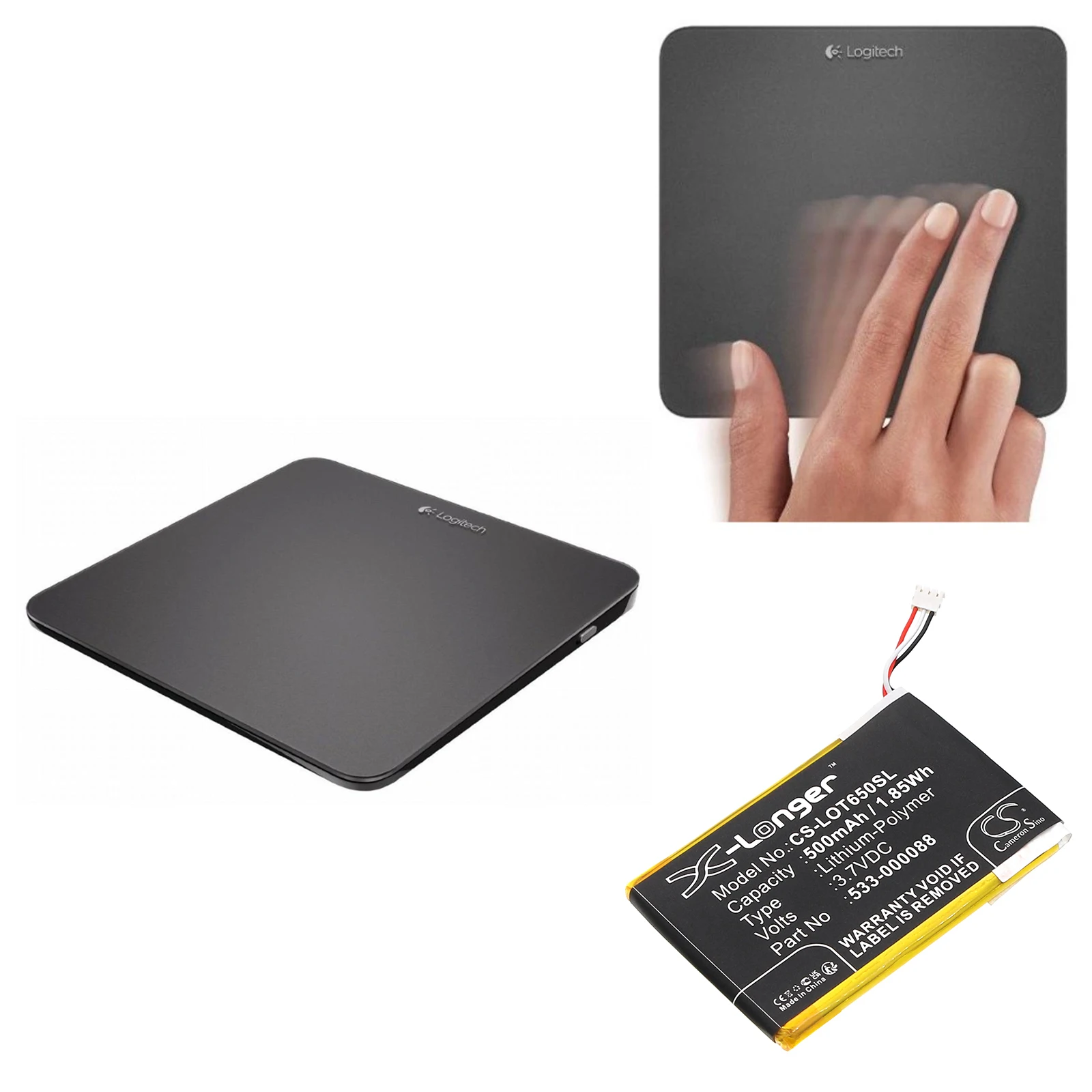 

Touch pad,Mouse Battery 3.7V/500mAh HB303450, 1506 for Logitech Touch pad T650, MX Master