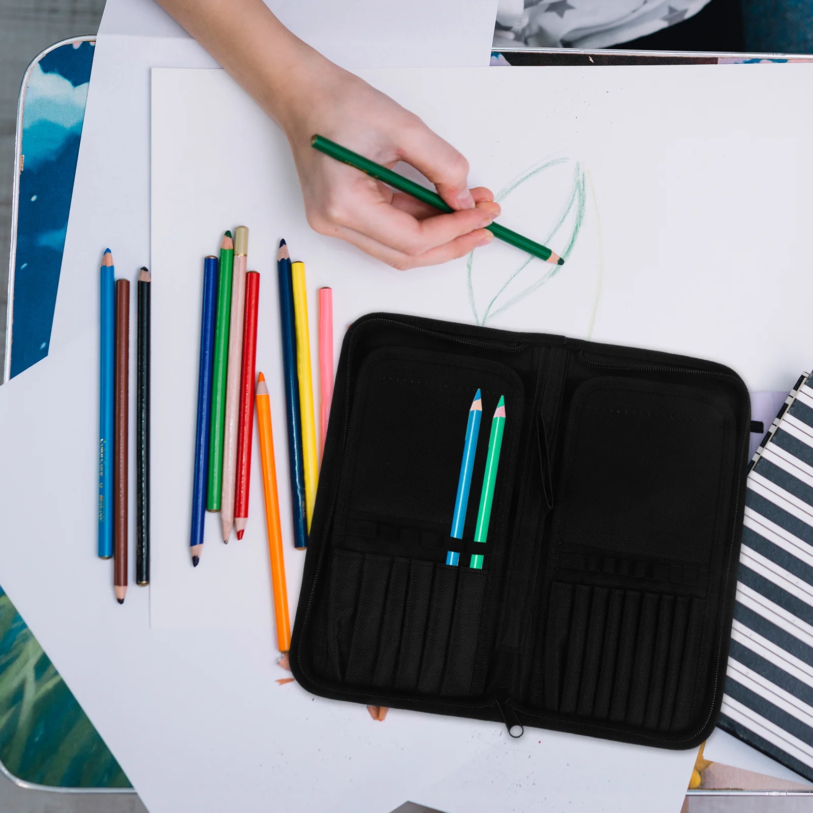 1 pz porta pennelli tela avvolgibile 15 slot organizer traspirante durevole portaoggetti per pennelli per artista acquerello olio