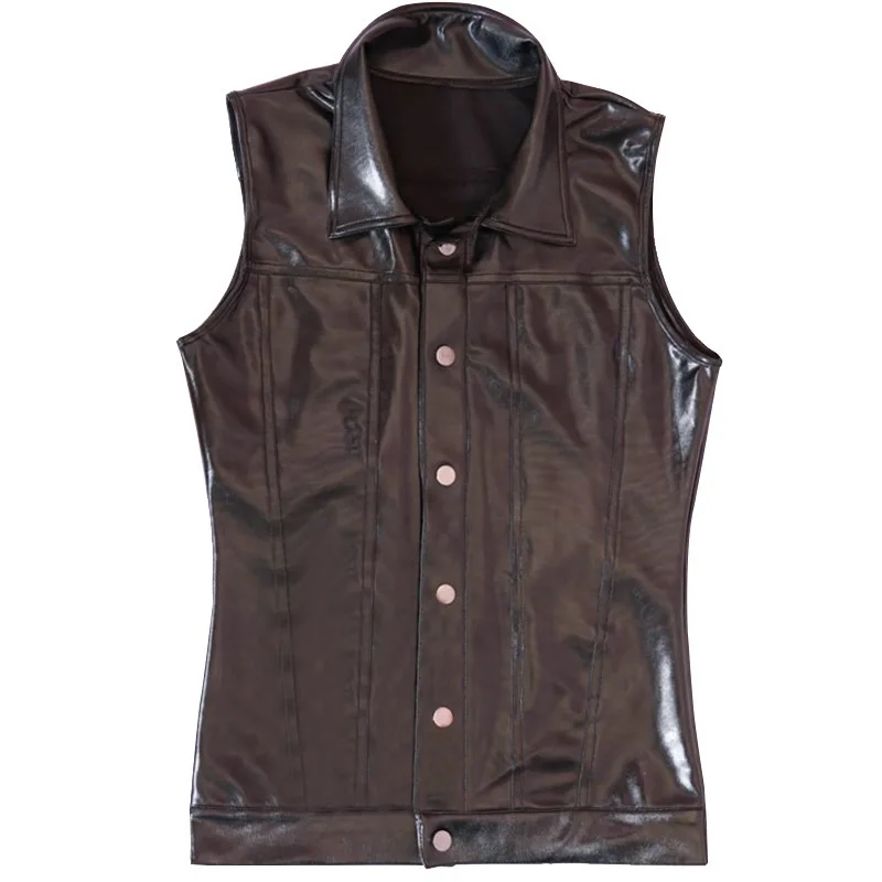 Men's Glossy Vest Stretchy Club Stage Performance Slim Fit Fashionable Utility Stylish