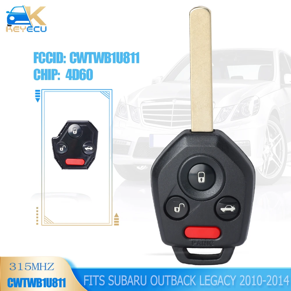 

KEYECU CWTWB1U811 ASK 315MHz 4D60 Chip Remote Car Key for Subaru Legacy Outback 2011 2012 2013 2014 PN: 57497-AJ10A