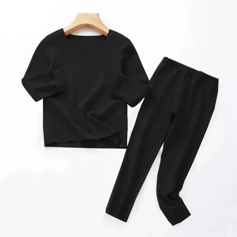 

Simple Solid Color Children's Thermal Underwear Set Boys and Girls Universal Inner Wear Top Pants Baby Casual Long-sleeved Tops
