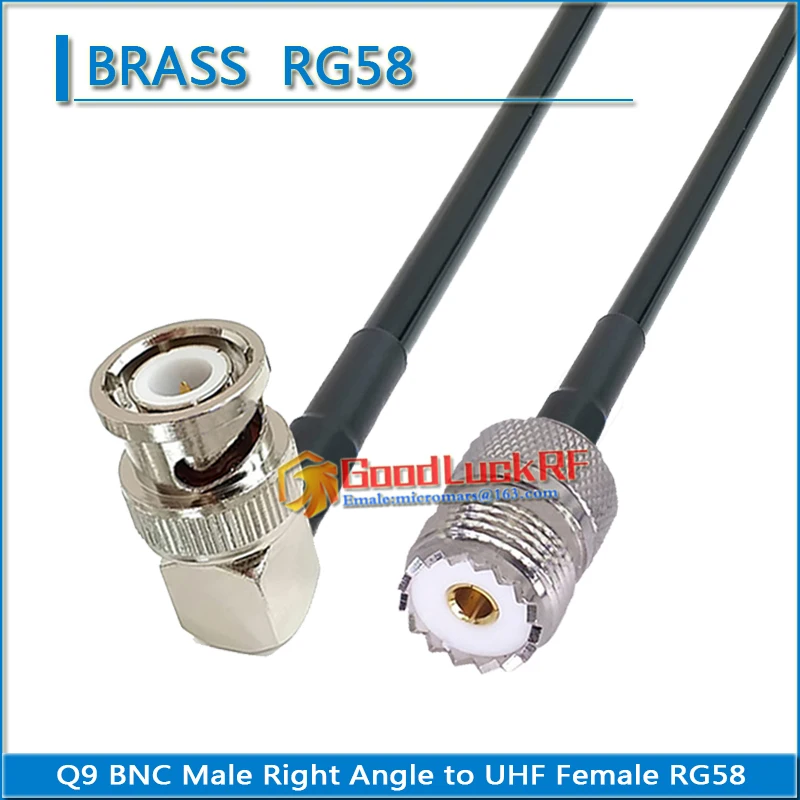 

Q9 BNC Male Right Angle 90 Degree to PL259 SO239 UHF Female Connector Pigtail Jumper RG-58 RG58 3D-FB Extend cable