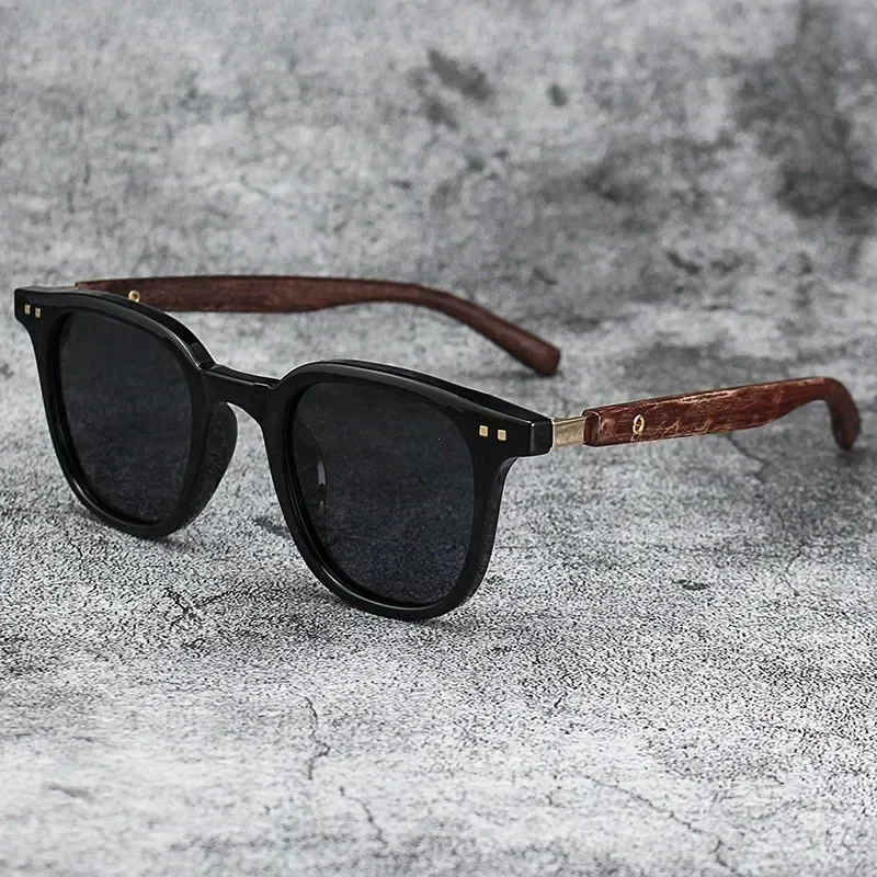Sunglasses for Men Women's Trendy Retro Wood Grain Polarized UV Protection Eyewear Cycling Outdoor Street Photography - view 2