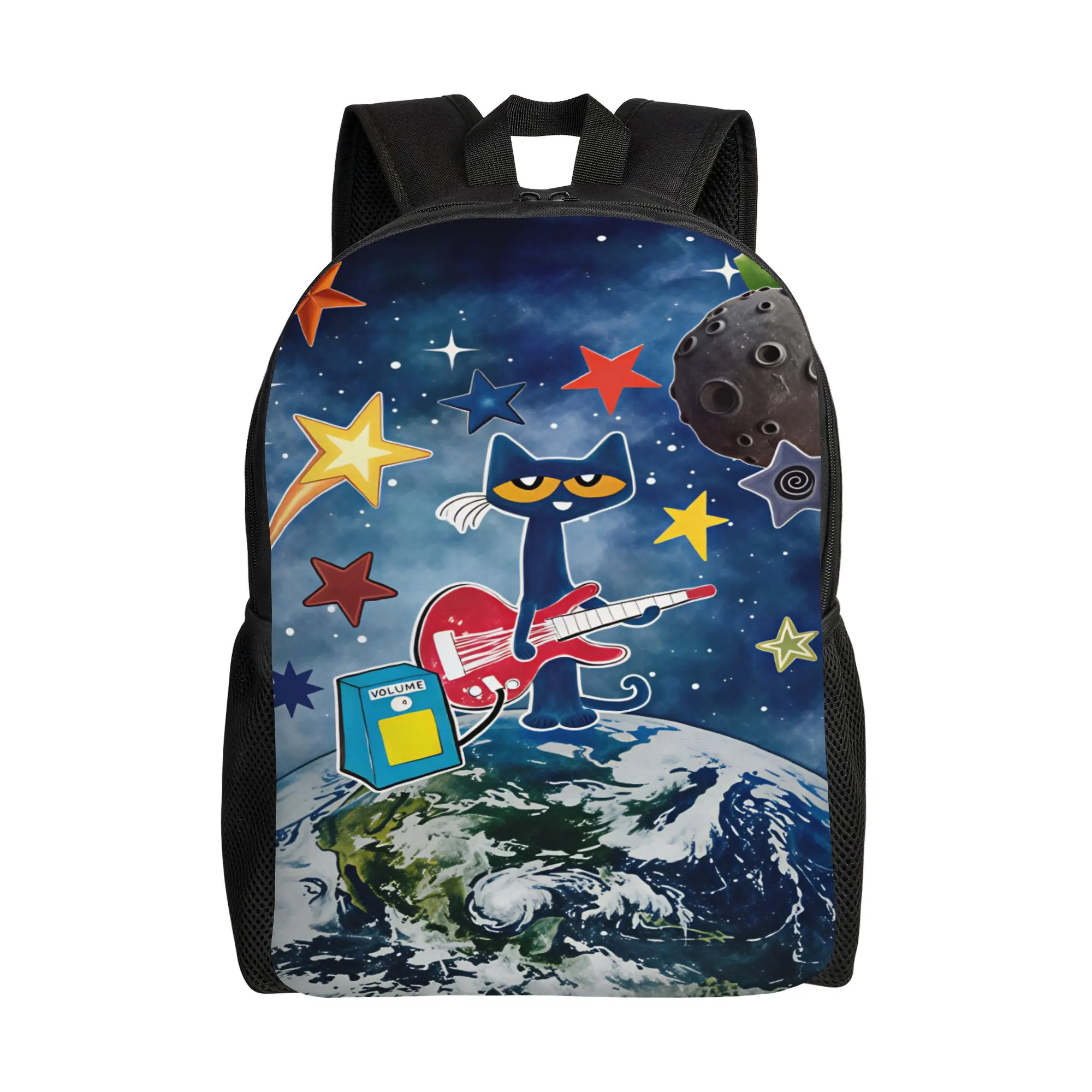 Pete The Cat Stars Comic Backpack Youth  Soft Backpacks Polyester Stylish High School Bags Outdoor Designer Rucksack