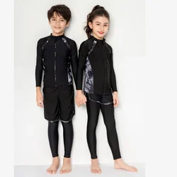 Boys Girls Long Sleeve UV Sun Protection Swim Shirt+Tights+Trunks Quick Dry Outdoor Rash Guard Swim Surf Tops+Bottoms