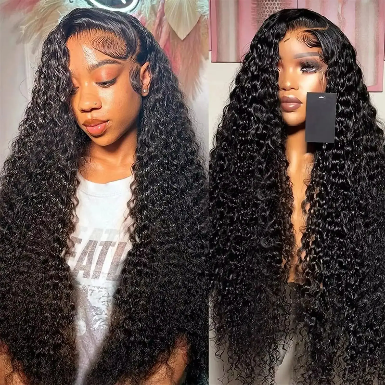 

40-дюймовые парики с глубокой волной из 100% натуральных человеческих волос, 13x4 HD Lace Front, плотность 220, бразильские кудрявые, 13x6, с предварительно выщипанной линией роста волос, Lace Frontal Wigs