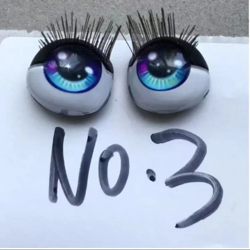 Rainbow Doll Eyes with Real Eyelashes Colorful Sparkly Original Doll Replacement Eyes Doll Parts