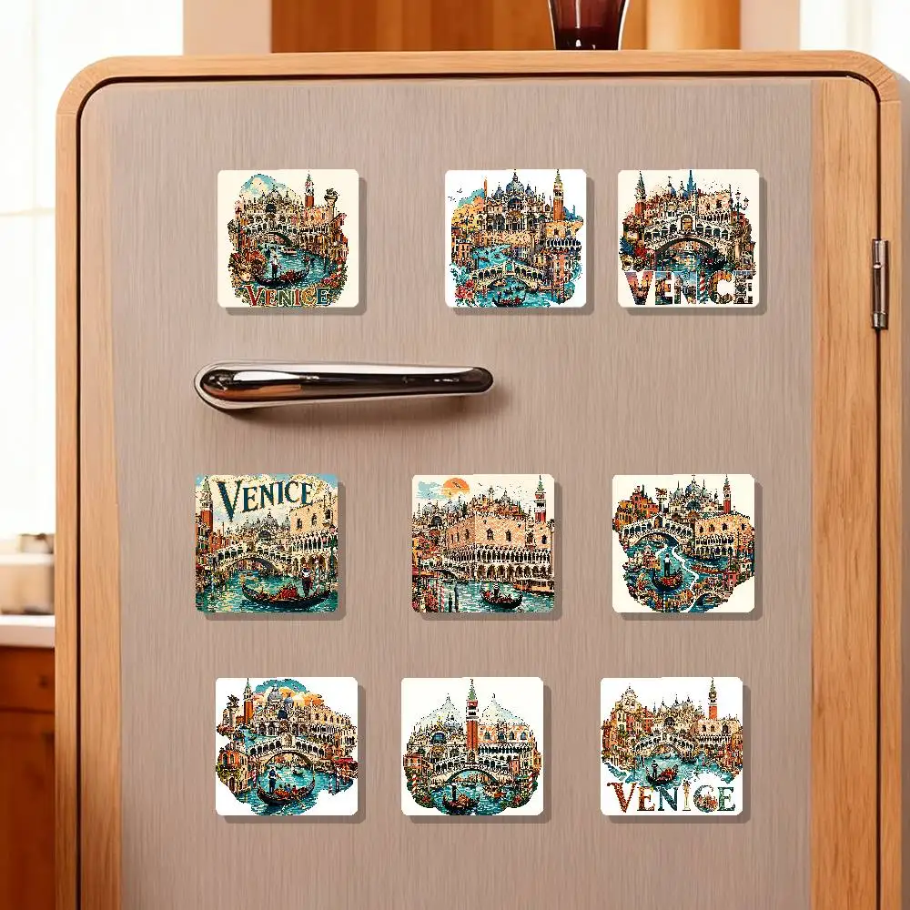 Funny VENICE Refrigerator Magnets Magnet Personalized Fridge Magnet Square Shape Fridge Refrigerator Wall Door Decoration