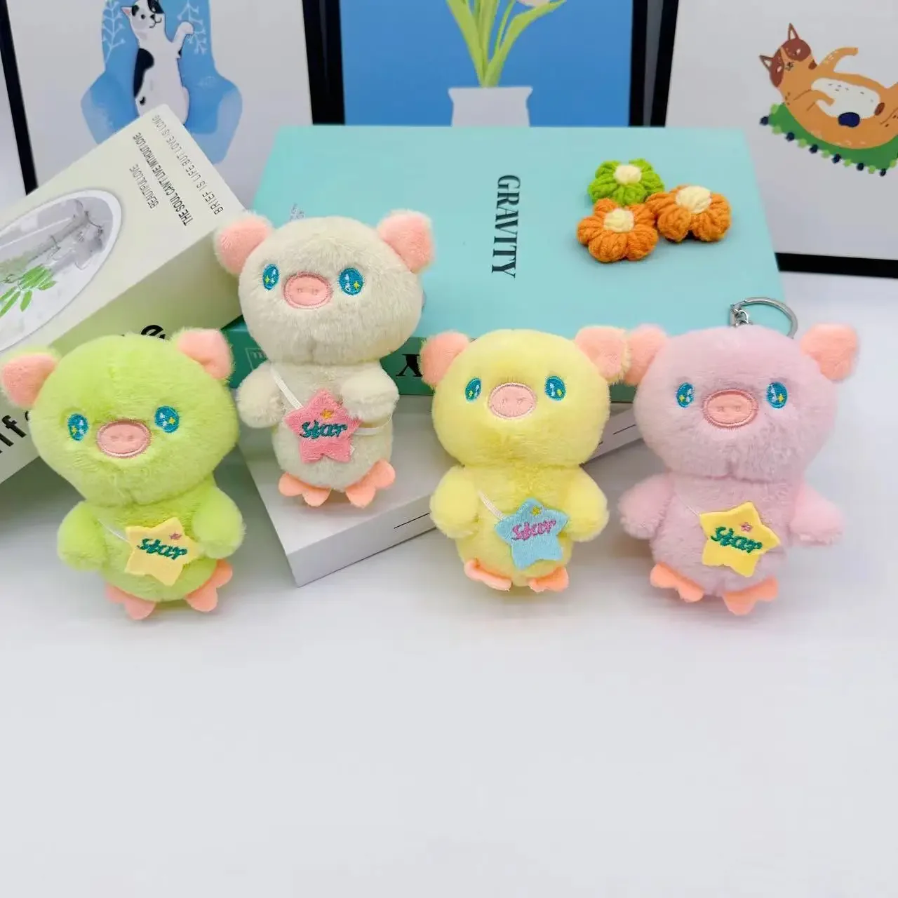 

4-inch Stuffed Animals Plush New Stupid and Cute Starry Sky Pig Plush Pendant Doll Kawaii Comfortable Brithday Gift for Children