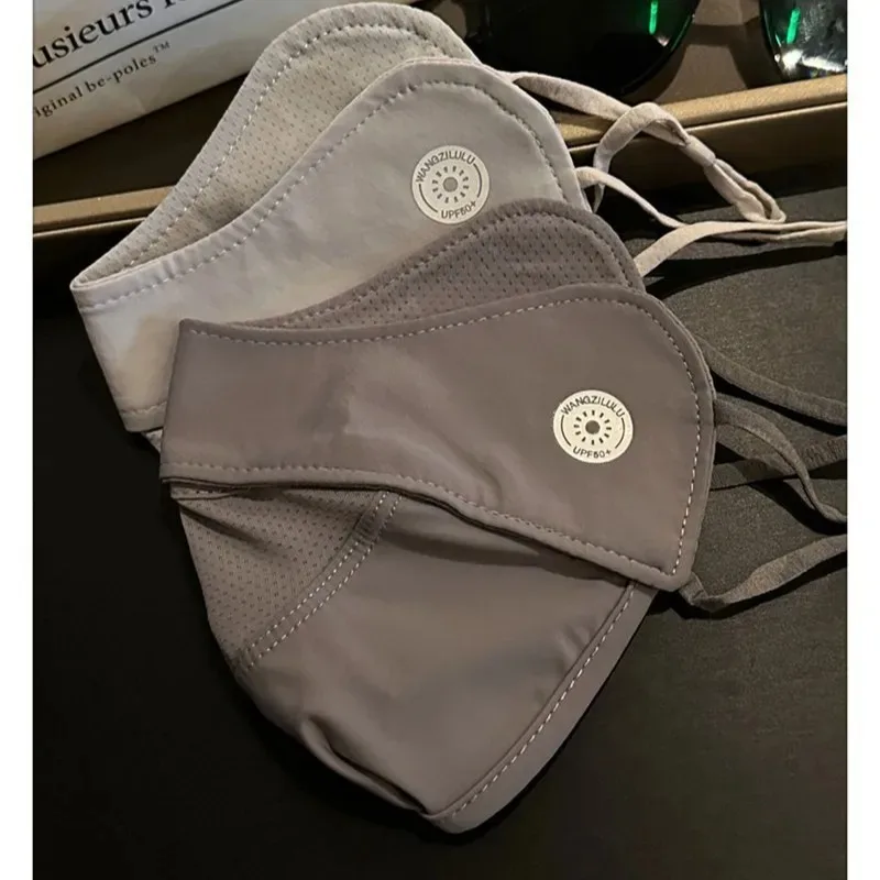 Summer Round Label Sunscreen Mask for Women, Thin, Breathable, Eye Corner Protection, Outdoor Cycling, UV Protection Mask
