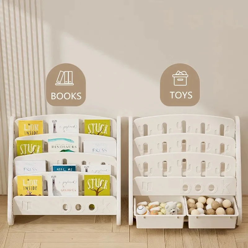 Eco-friendly  Children's Bookshelf Home Bedroom Children's Picture Books Toy Storage Cabinet Snacks Sundries Organizer Rack