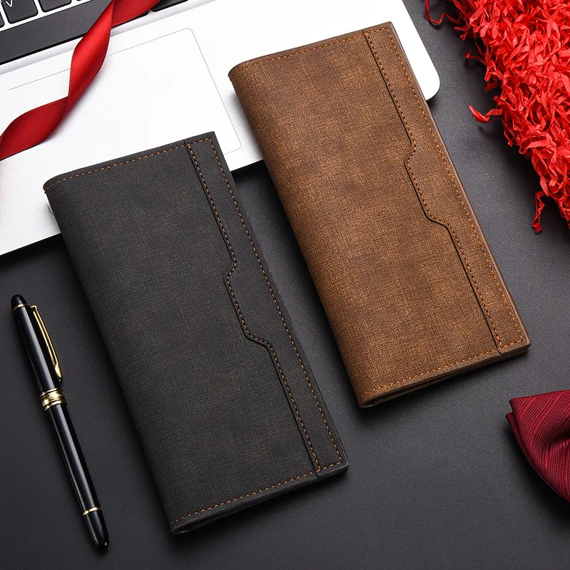 Men's Wallet Men's Long Wallet Vertical Thin Youth Soft Leather Clip Multiple Card Slots Large Capacity Fashionable Suit Bag