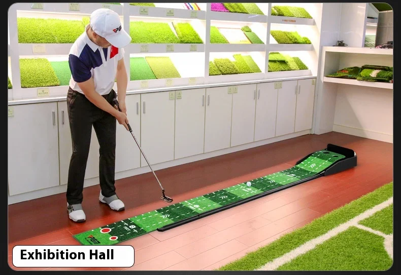 PGM TL021 indoor golf velvet rubber bottom putter trainer practice mat, 3M with return lane