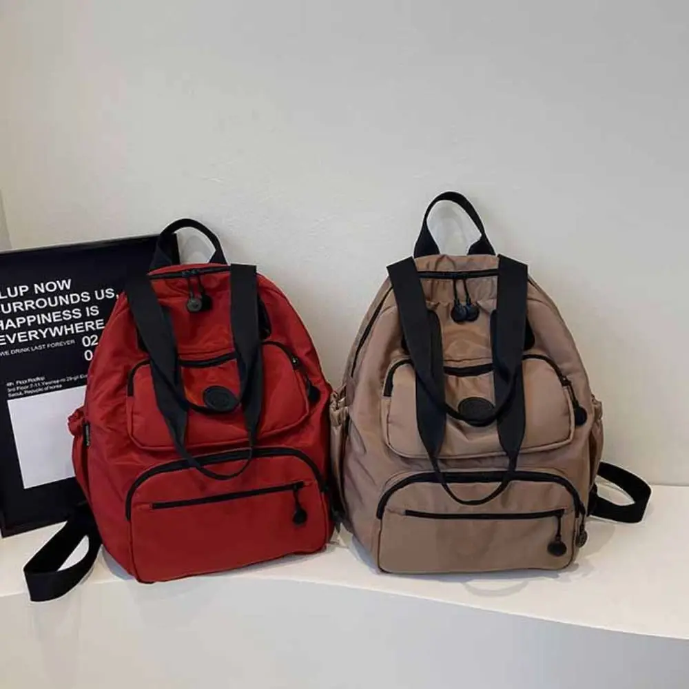 Korean Style Sport Nylon Backpack Solid Color Large Capacity Travel Shoulder Bag Tote Bag Nylon Fitness Bag Office Worker