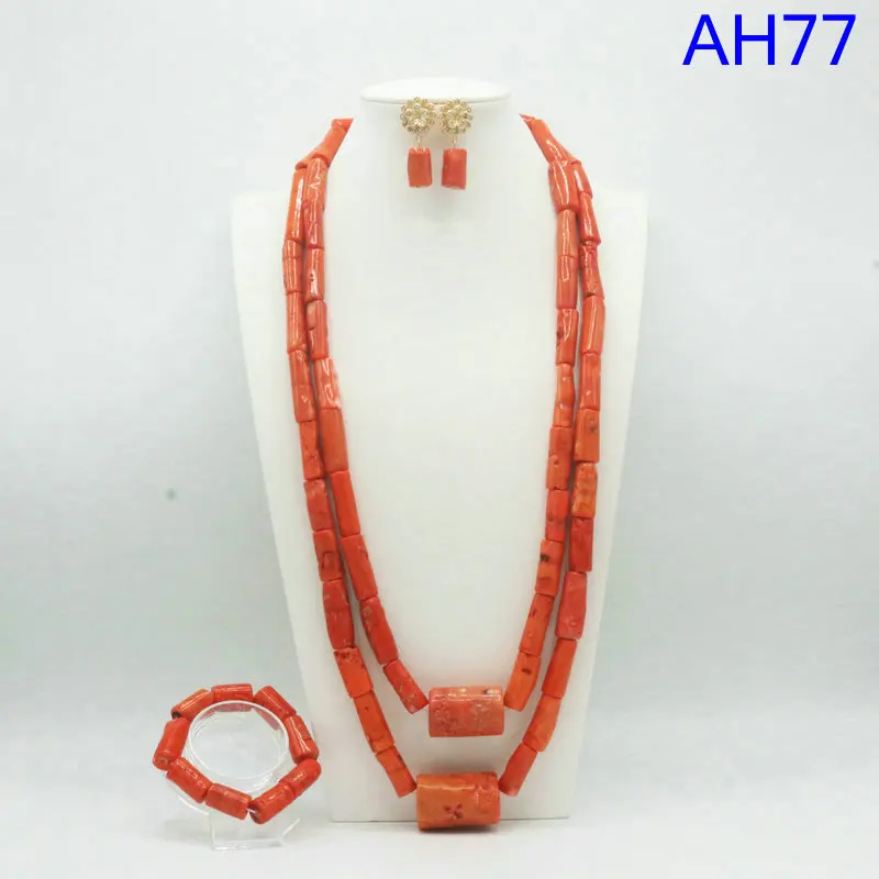

african fashion real coral beads jewlery set bridal gold planted jewelry set