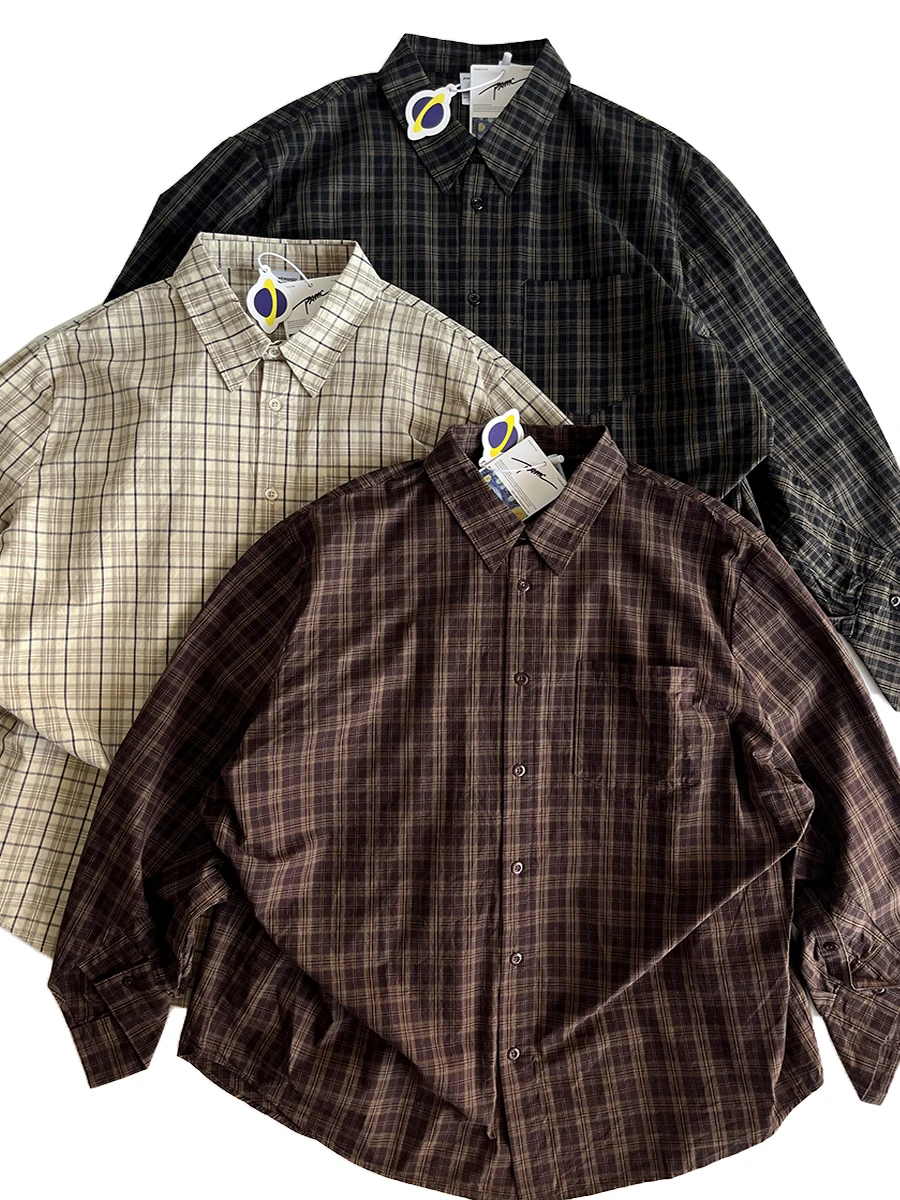 

Ретро-японская полосатая хлопковая рубашка с длинным рукавом, повседневная свободная верхняя одежда для молодежи, дышащая, теплая, износостойкая