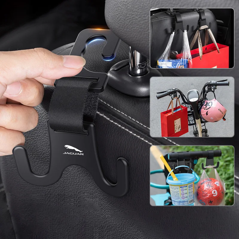 4PCS Car Hidden Seat Hook Storage Headrest Hooks for Jaguar XFL XEL E-PACE F-PACE F-TYPE XJ I-PACE XE XK XF C-X75 X-X16 X-TYPE