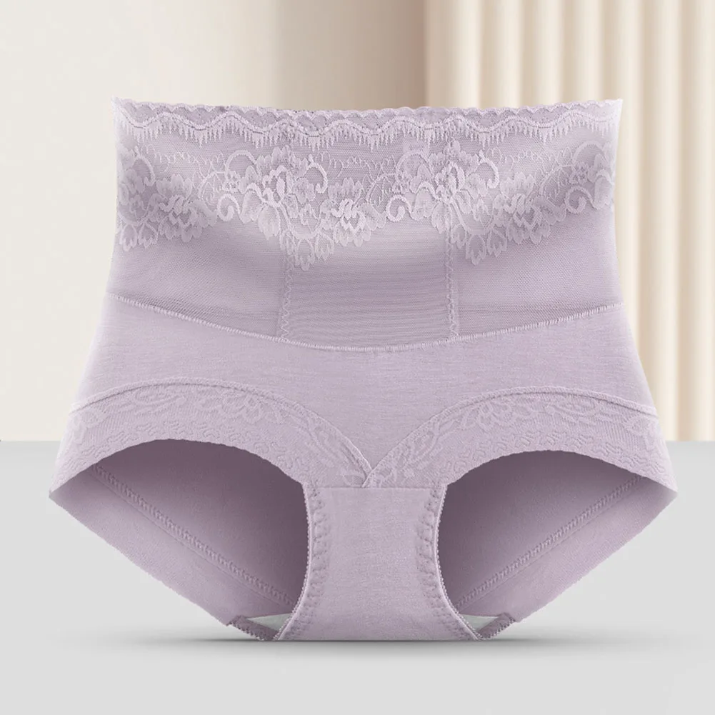 

1 Pcs Belly Lace Panties Elastic Anti-Rolling Brief Underwear High Waisted Full Coverage Ladies Panties