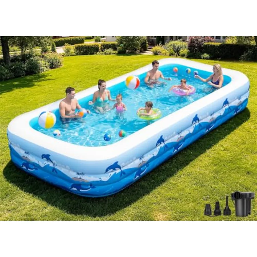 

Backyard outdoor summer water party pool for adults and kids: oversized 165 x 76 x 22 thickened inflatable pool with pump durab