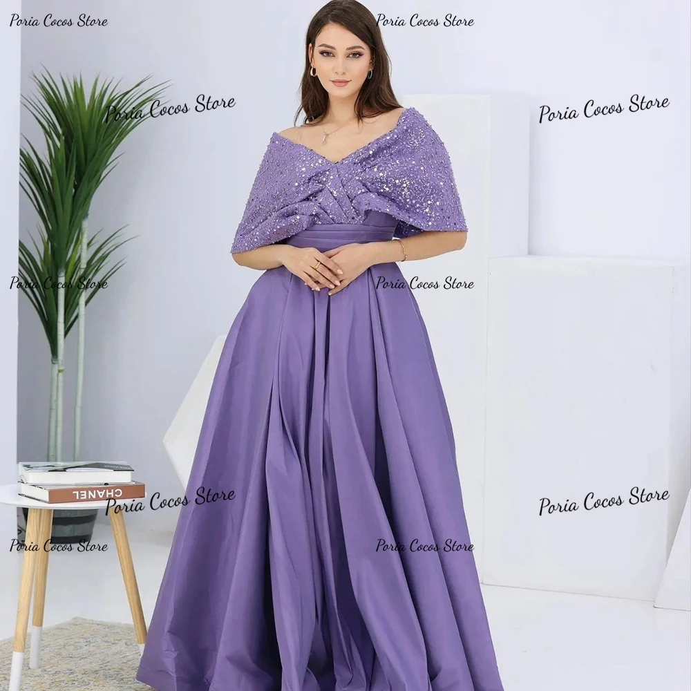 Customized A-line Prom Gown Off Shoulder Satin Patchwork Backless Sparkly Temperament Evening Party Dresses فساتين للحفلات الراق