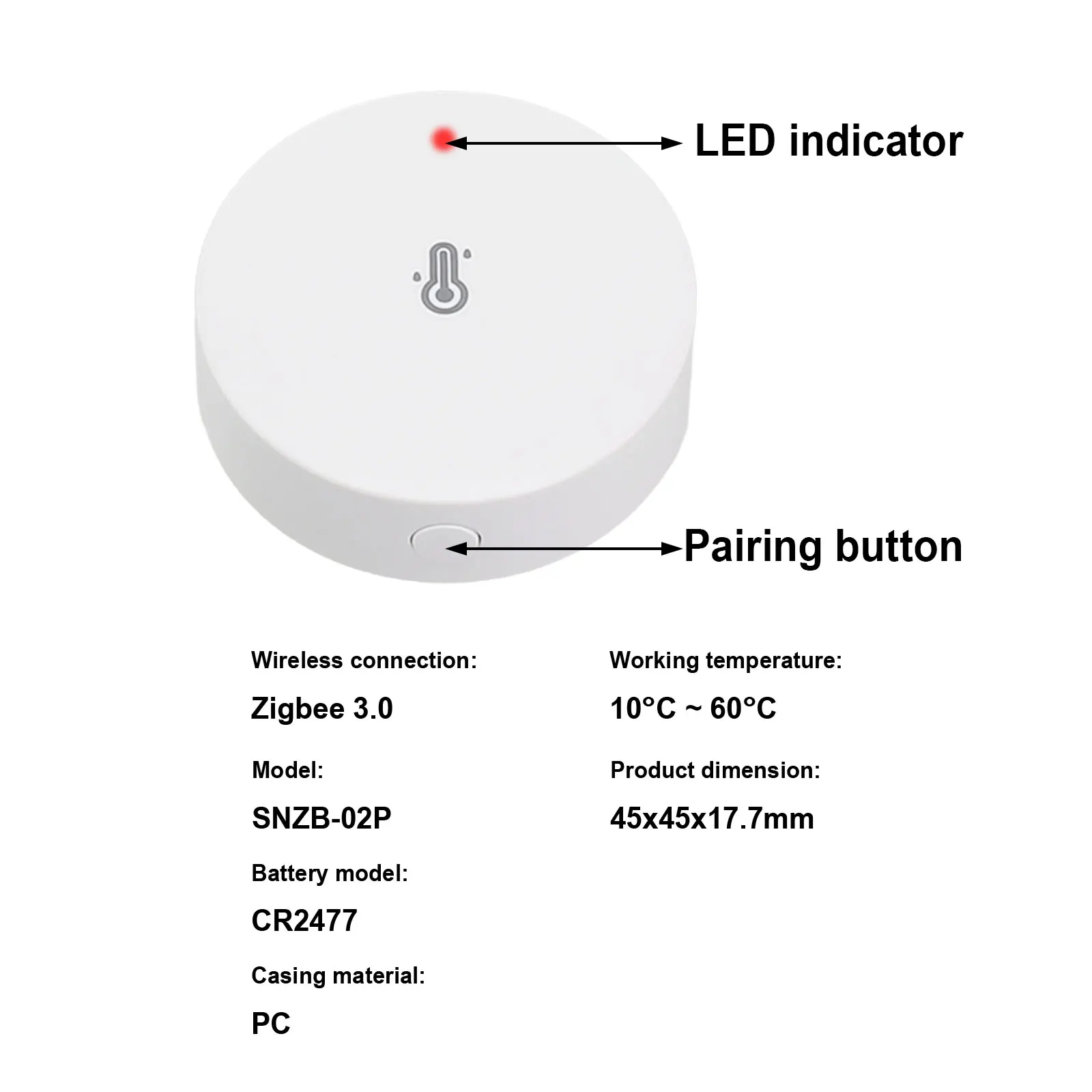 

For SNZB02 Temperature and Humidity Sensor Durable and Reliable Construction Compatible with IFTTT eWelink