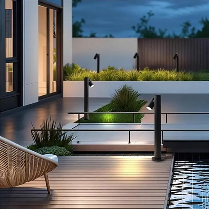 ABMR-Aluminum Outdoor Pathway Spotlight Landscape Path Lights IP54 Waterproof Bollard Lighting Garden Floor Post Lamp