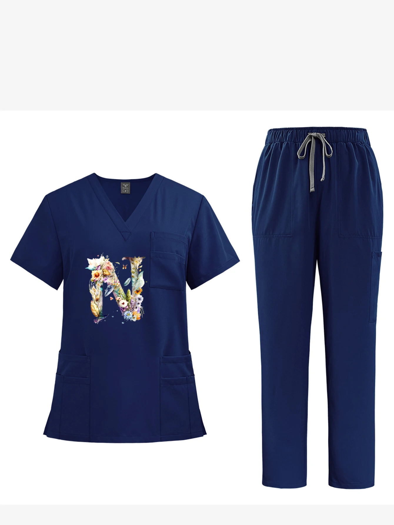 Unisex V-Neck Short-Sleeve Workwear Restaurant Waiter Set Breathable Wrinkle-Resistant Catering Overalls