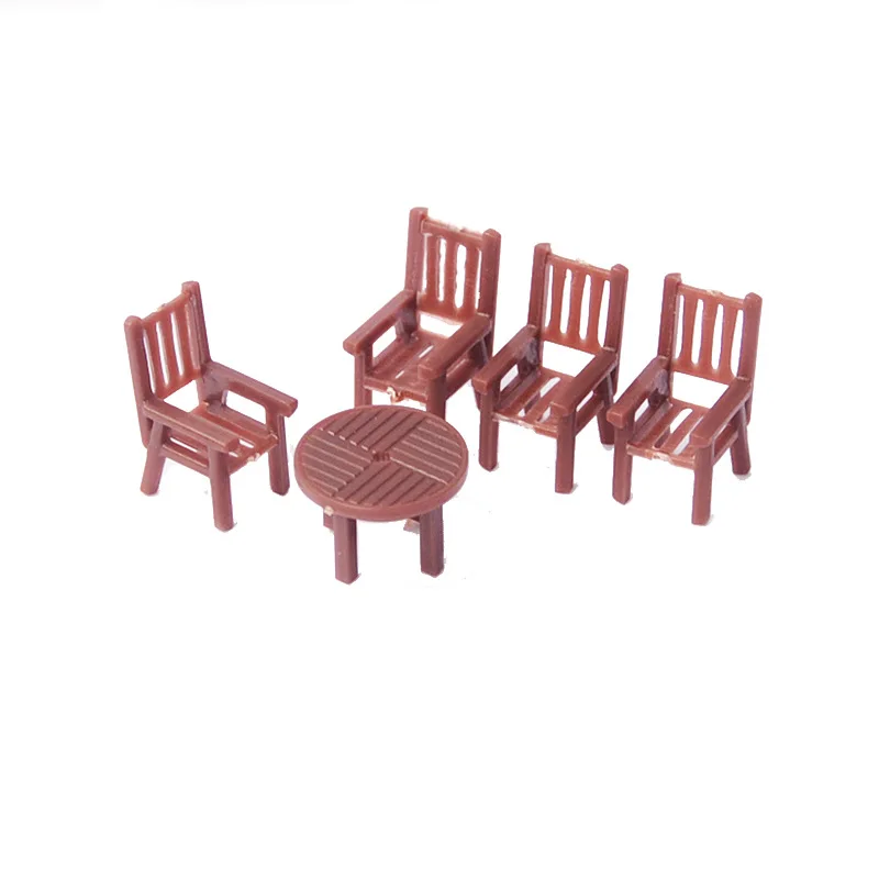 2Sets Miniature Table Chair Set Model Scale 1:30-75 ABS Indoor House Materials Sand Table Landscape Layout Diorama Kits