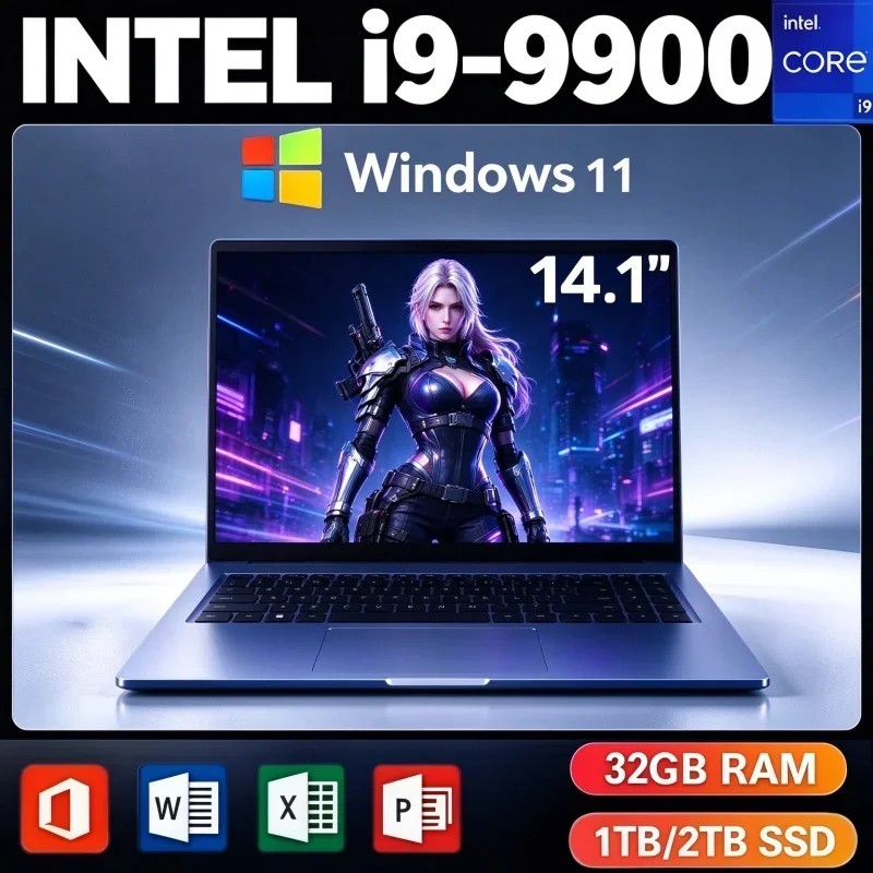14.1 Inch Laptop Intel Core I9 9900 32GB RAM 2TB SSD Windows 11 Portable Notebook For Daily Study Business & Gaming