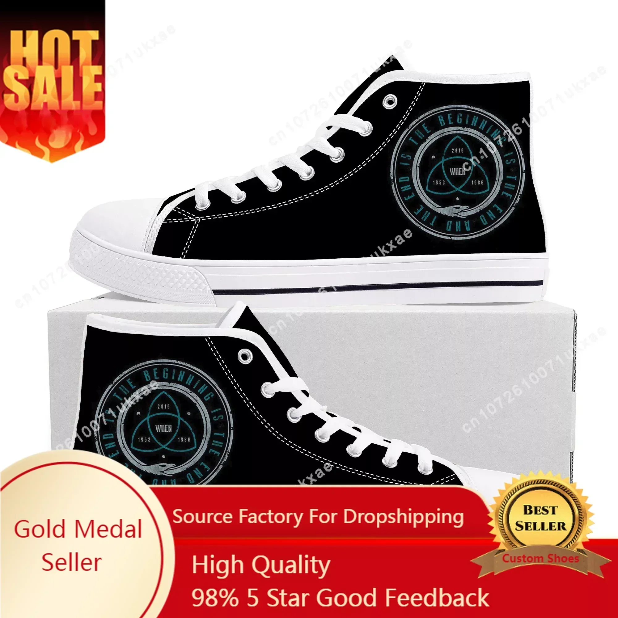 Dark TV series High Top Sneakers Mens Womens Teenager High Quality Beginning End Canvas Sneaker Casual Shoe Customize Shoes