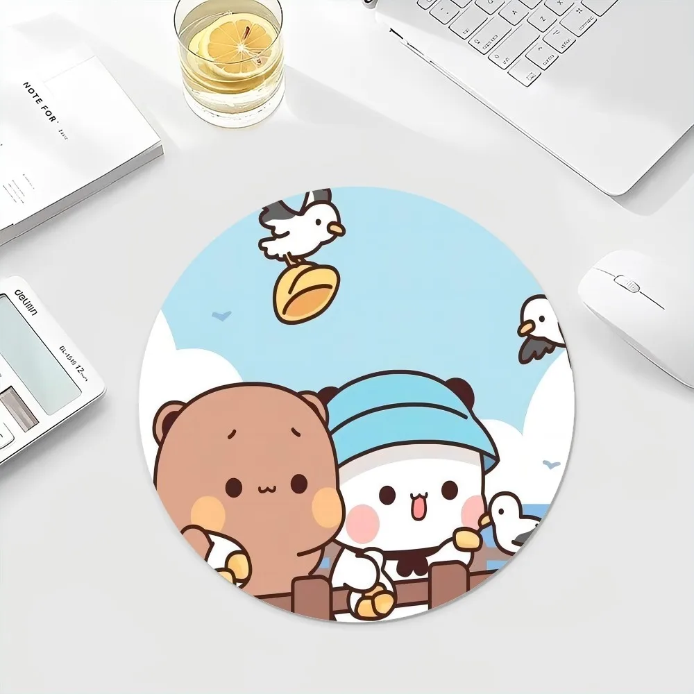 Petit tapis de souris rond en polymère de bureau, accessoires de jeu Kawaii, tapis d'écriture pour étudiants, tapis de souris pour PC Gamer, Bubu et Dudu