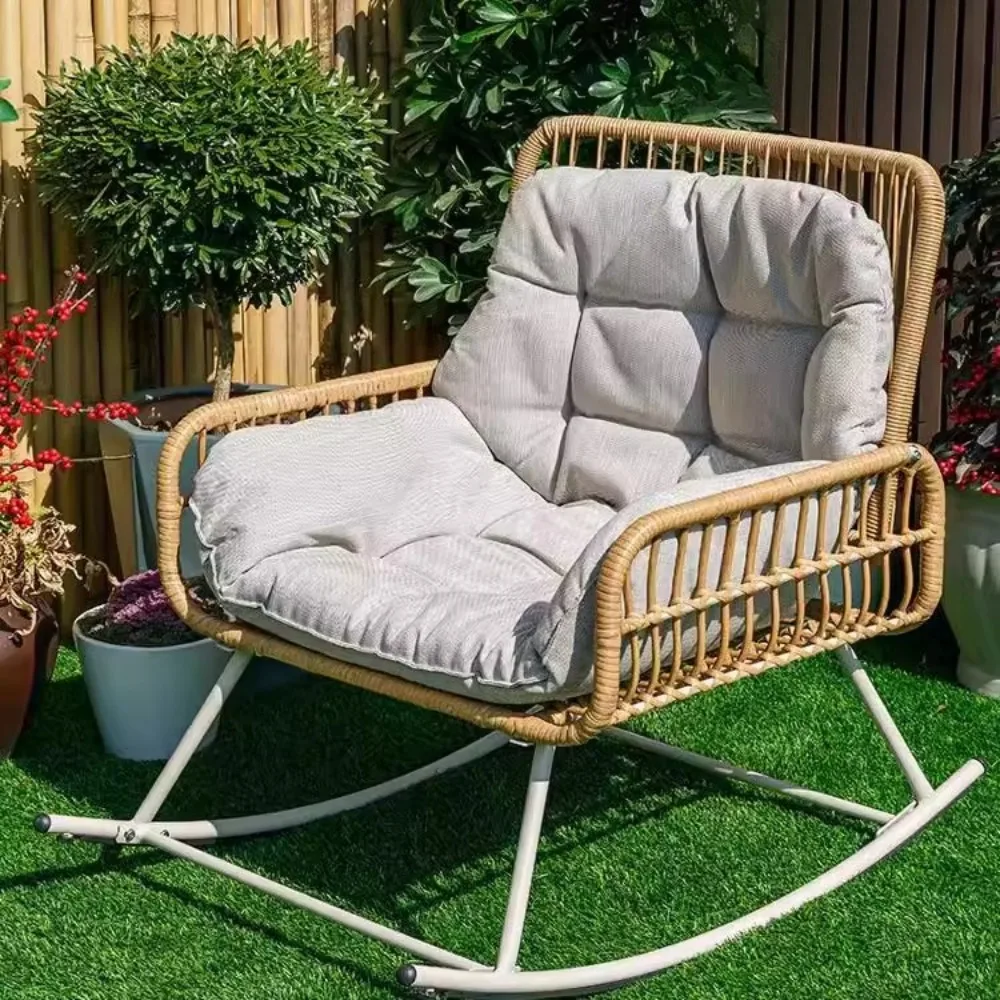 

Rocking chair recliner balcony leisure rattan chair small apartment living room tea table and chair combination
