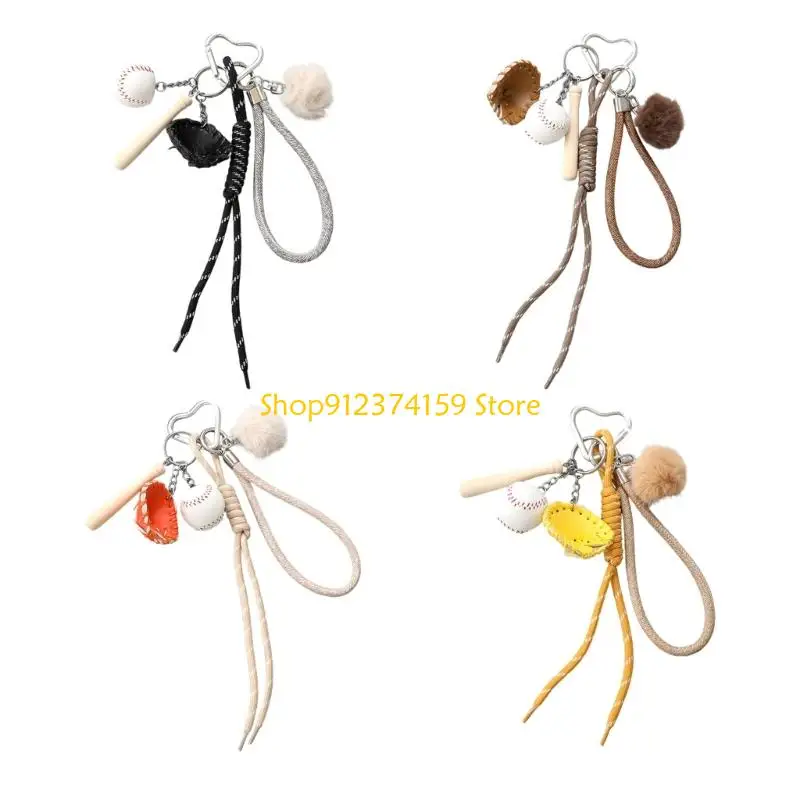 

G5AE Bag Charm Pendant Keyring Braided Rope Keychain Charm Backpack Accessories