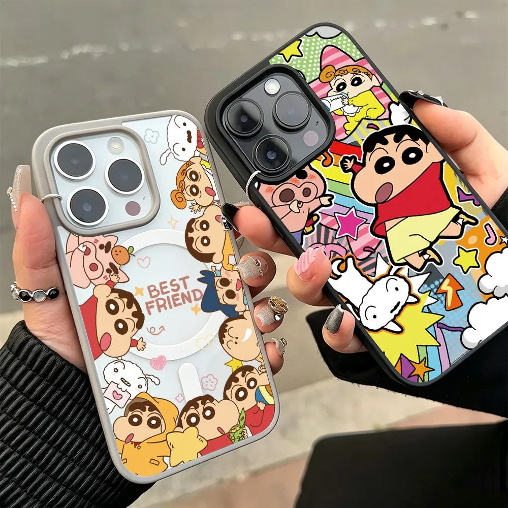 Anime Crayons Shin-chans Phone Cases for Samsung Galaxy A17 A27 A37 S26 S25 A36 A56 S24 FE Plus Edge Ultra 4G 5G Acrylic Cover