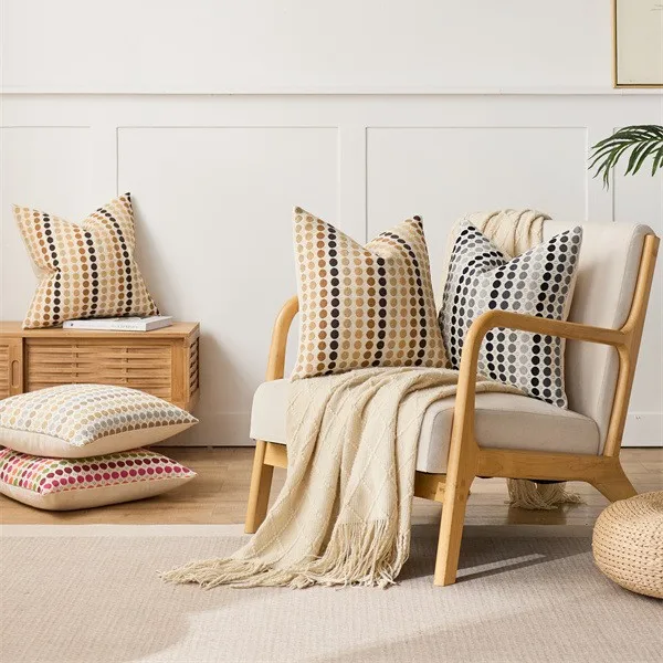 

Throw Cushion Cover Fashion New Simple High-end Polka Dot Light Luxury Bedroom Living Room Sofa Comfortable Pillow Case Cover