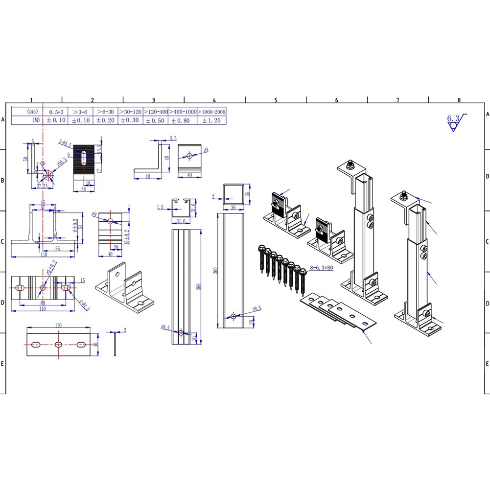 Solar Panel Bracket Adjustable 36~68cm Solar Holder End Clamp Kit 36cm Stand Length B-D 15-30 Degrees For Flat Roof Mounting